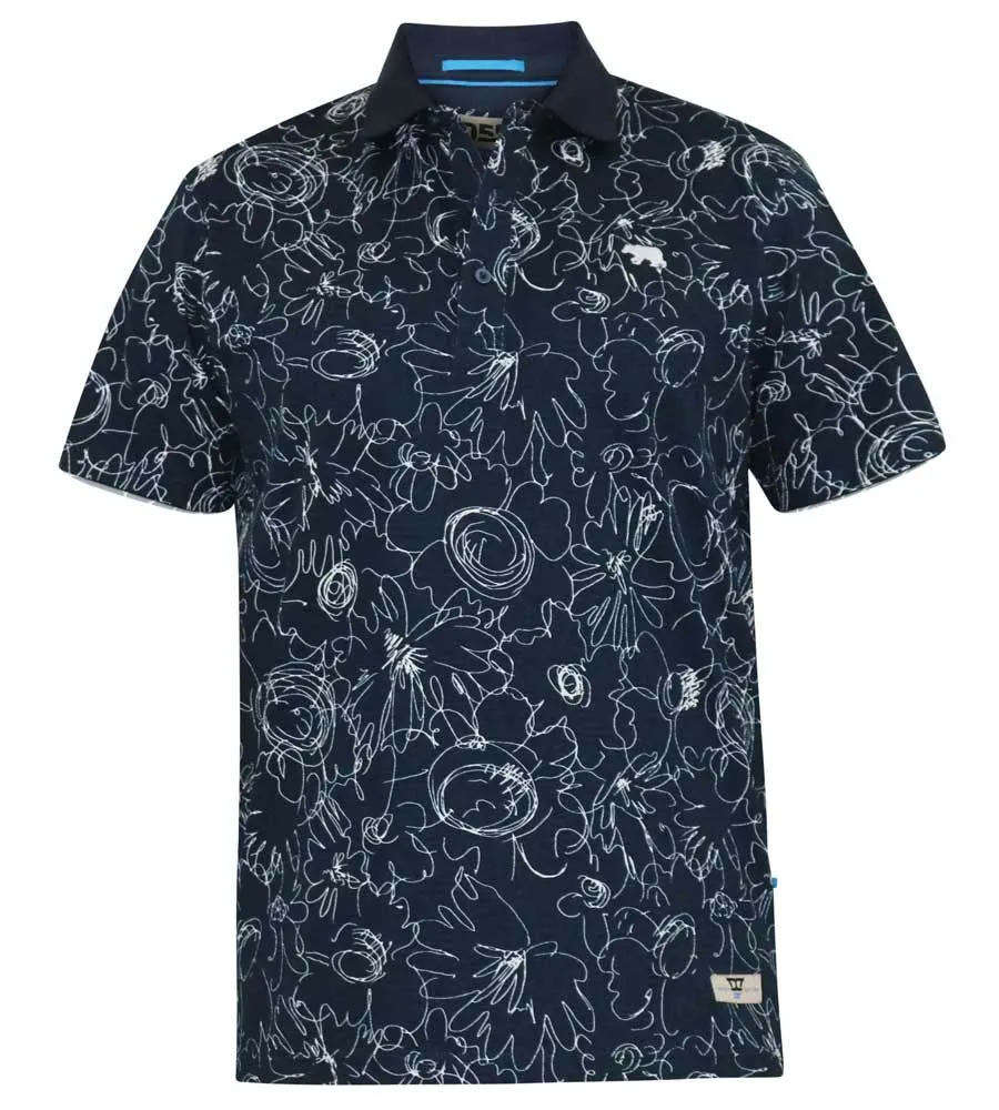 D555 Mens Pique Polo Shirt With Abstract Print (ROLAND)